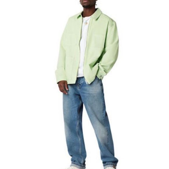 💖MEGA SALE💖Converse Mens 10020896-A07 Zip Front Long Sleeve Shirt Cotton Green - Picture 5 of 12